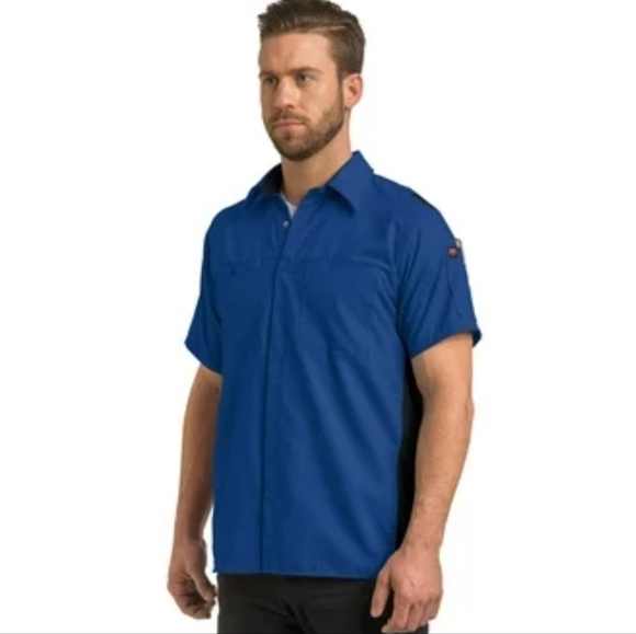 Red Kap Short Sleeve Performance Plus Automotive Shop Shirt, Royal Blue - Picture 2 of 6
